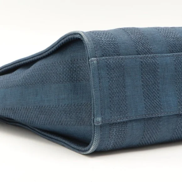 Chanel Mixed Fibers Striped Small Deauville Tote Navy Blue - Picture 4 of 16